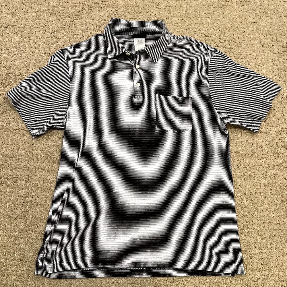 Patagonia Striped Blue Polo Shirt - Mens Medium Organic Cotton